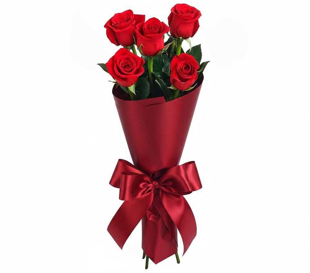 Букет 5 Красных роз Эдлесс Лав в Новосергиевской