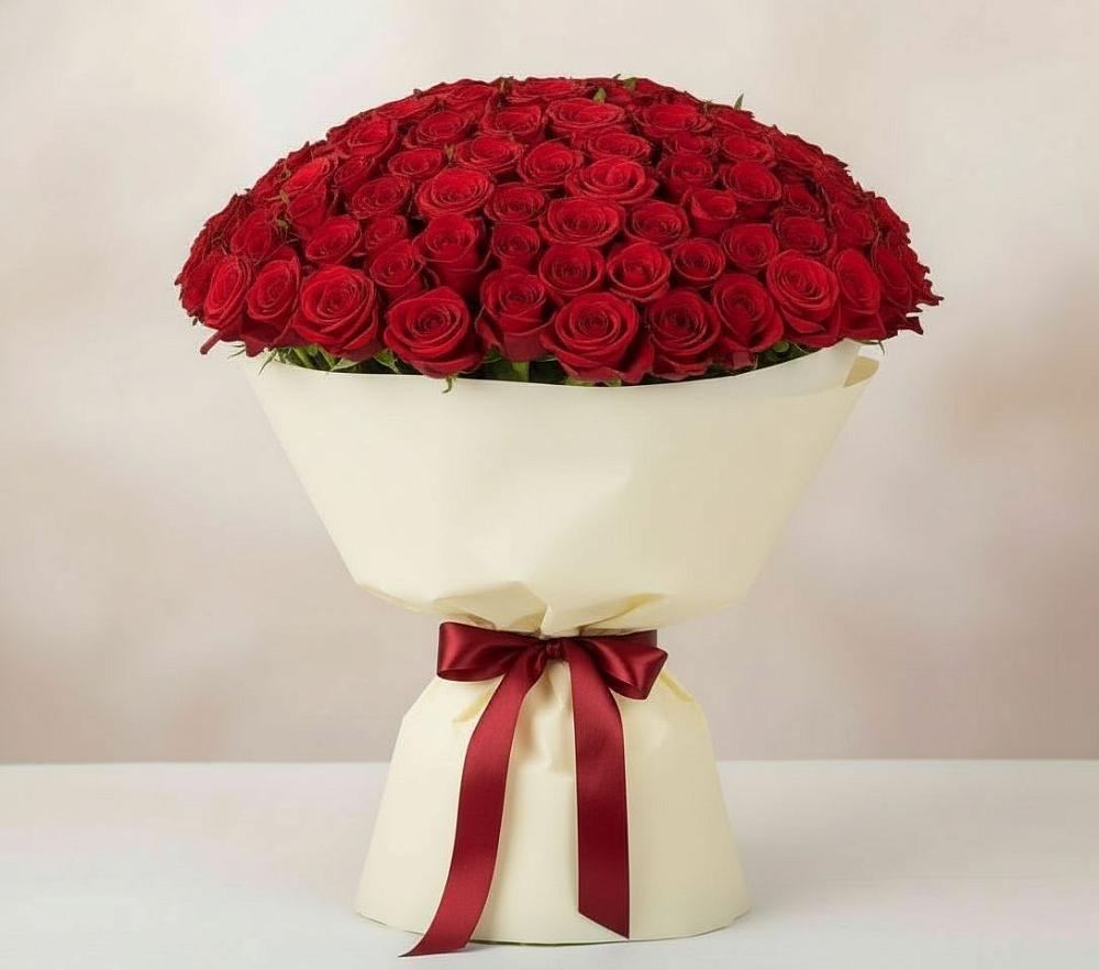 Букет 101 Красная роза Милано в Новосергиевской