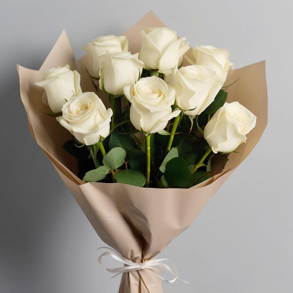 Букет 9 Белых роз Эдлесс Лав в Новосергиевской