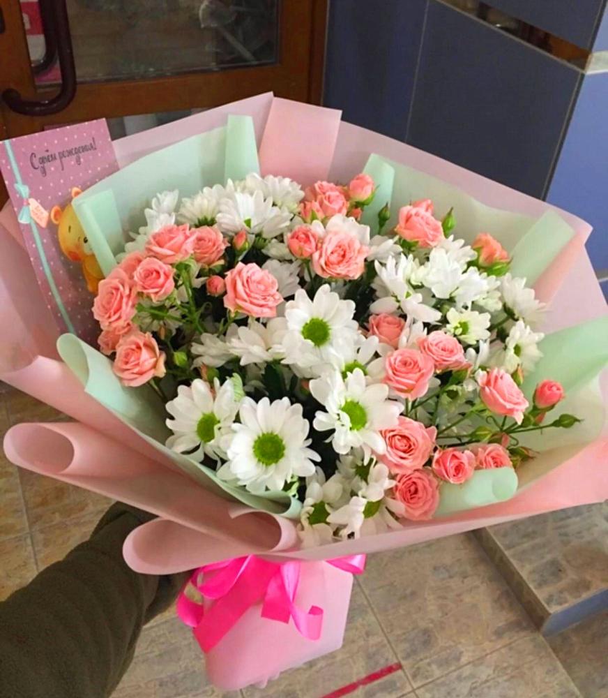Букет цветов из: Розы и Хризантемы в Новосергиевской