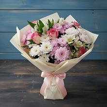 Букет цветов из:  Хризантемы, Альстромерии и Розы в Новосергиевской