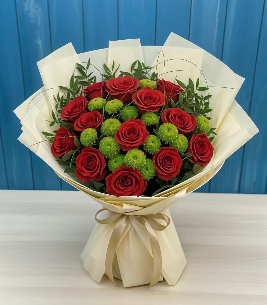 Букет цветов из: Розы и Хризантемы в Новосергиевской